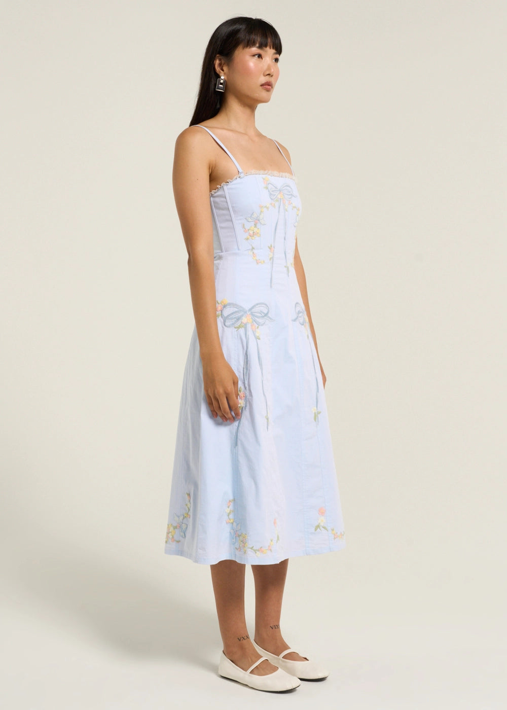 BABY BOWS PATCHWORK MIDI DRESS