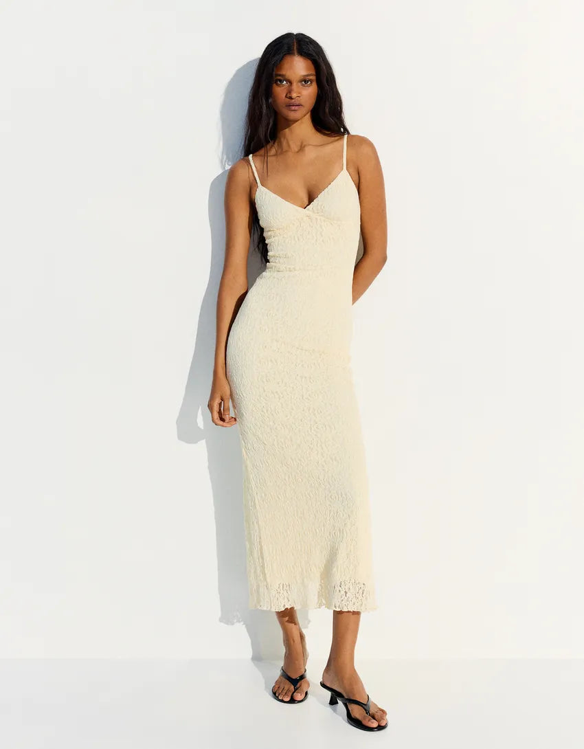 Strappy Lace Midi Dress