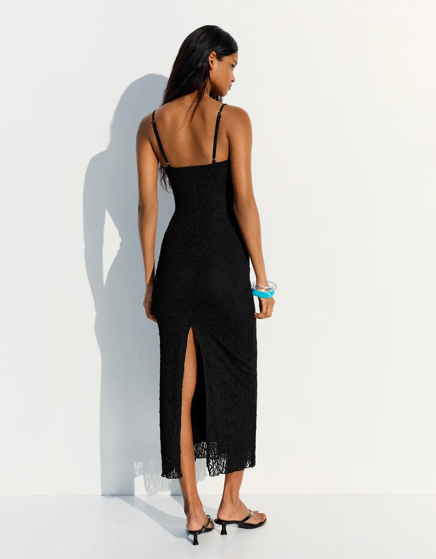 Strappy Lace Midi Dress