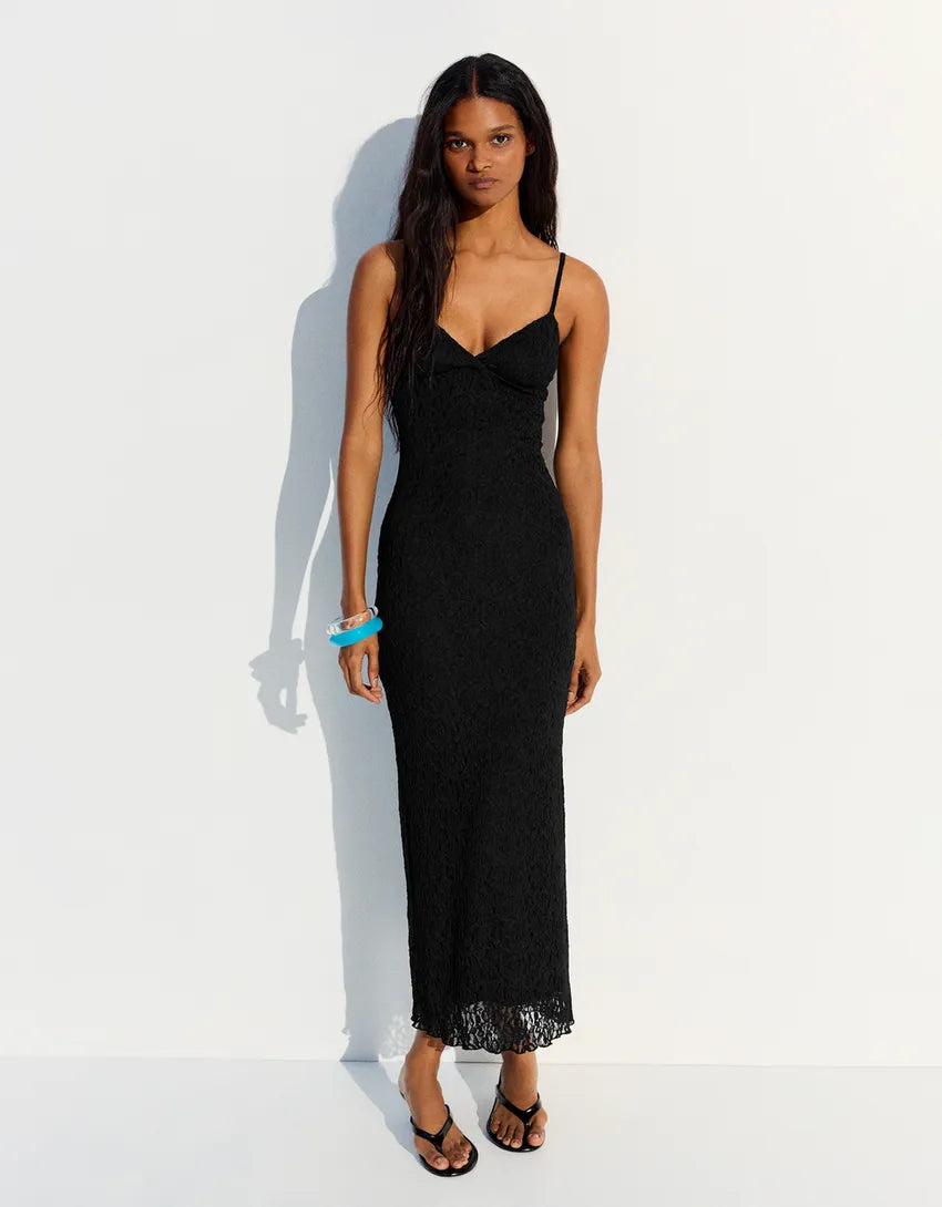 Strappy Lace Midi Dress