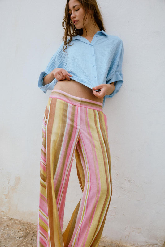 SOLANA STRIPED WIDE LEG PANTS