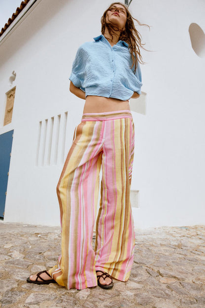 SOLANA STRIPED WIDE LEG PANTS