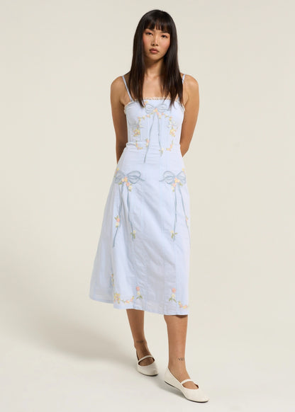 BABY BOWS PATCHWORK MIDI DRESS