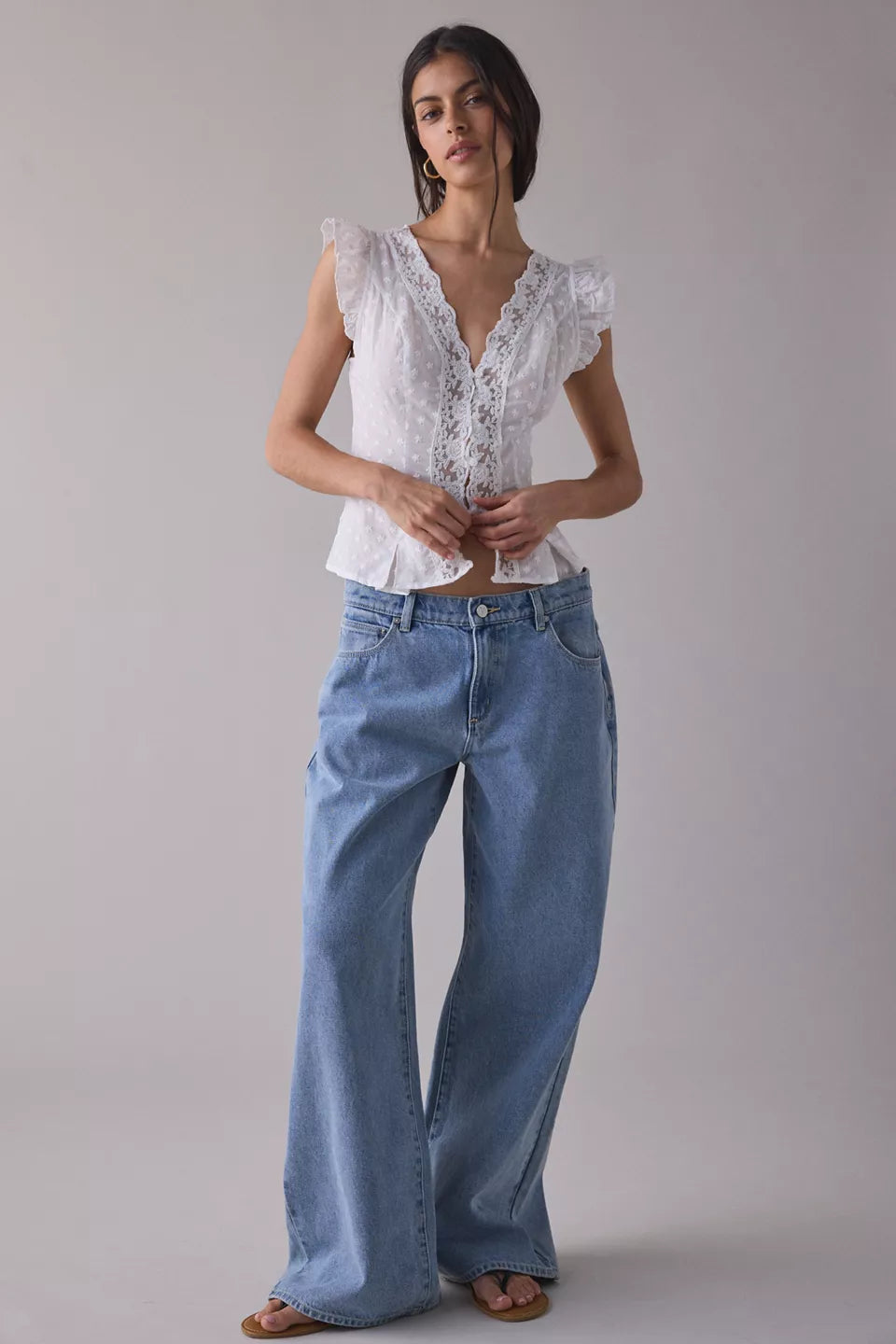 Elodie Lace Button Top