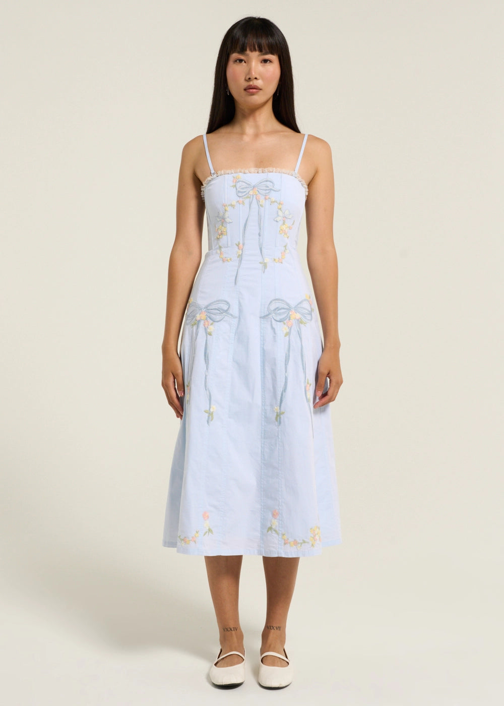 BABY BOWS PATCHWORK MIDI DRESS