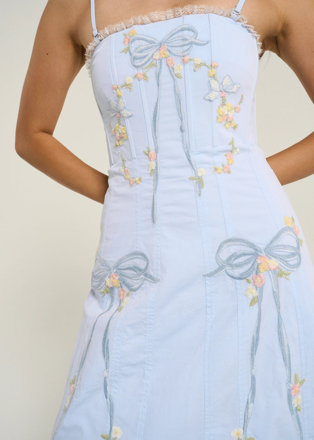 BABY BOWS PATCHWORK MIDI DRESS