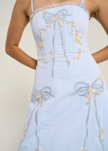 BABY BOWS PATCHWORK MIDI DRESS
