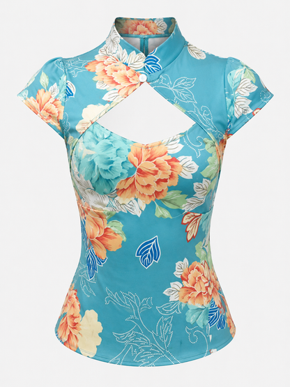 Mira Floral Cutout Top