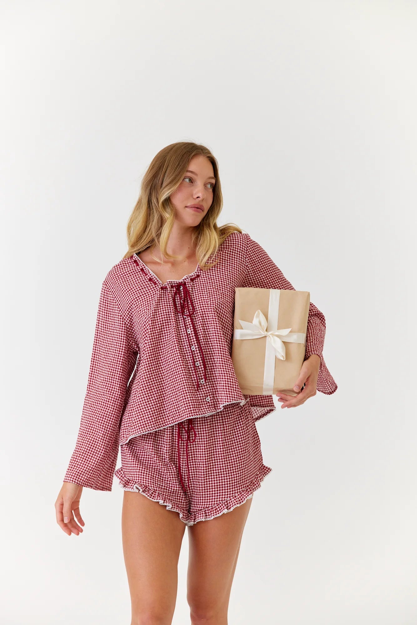 Red Gingham Pajama Set