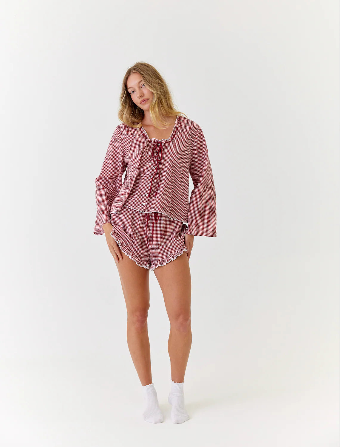 Red Gingham Pajama Set